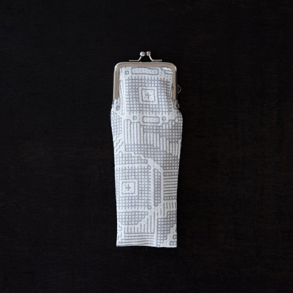 Fukushima Sanwa Textile Sashiko Woven Long Mouth Gold Coin Purse