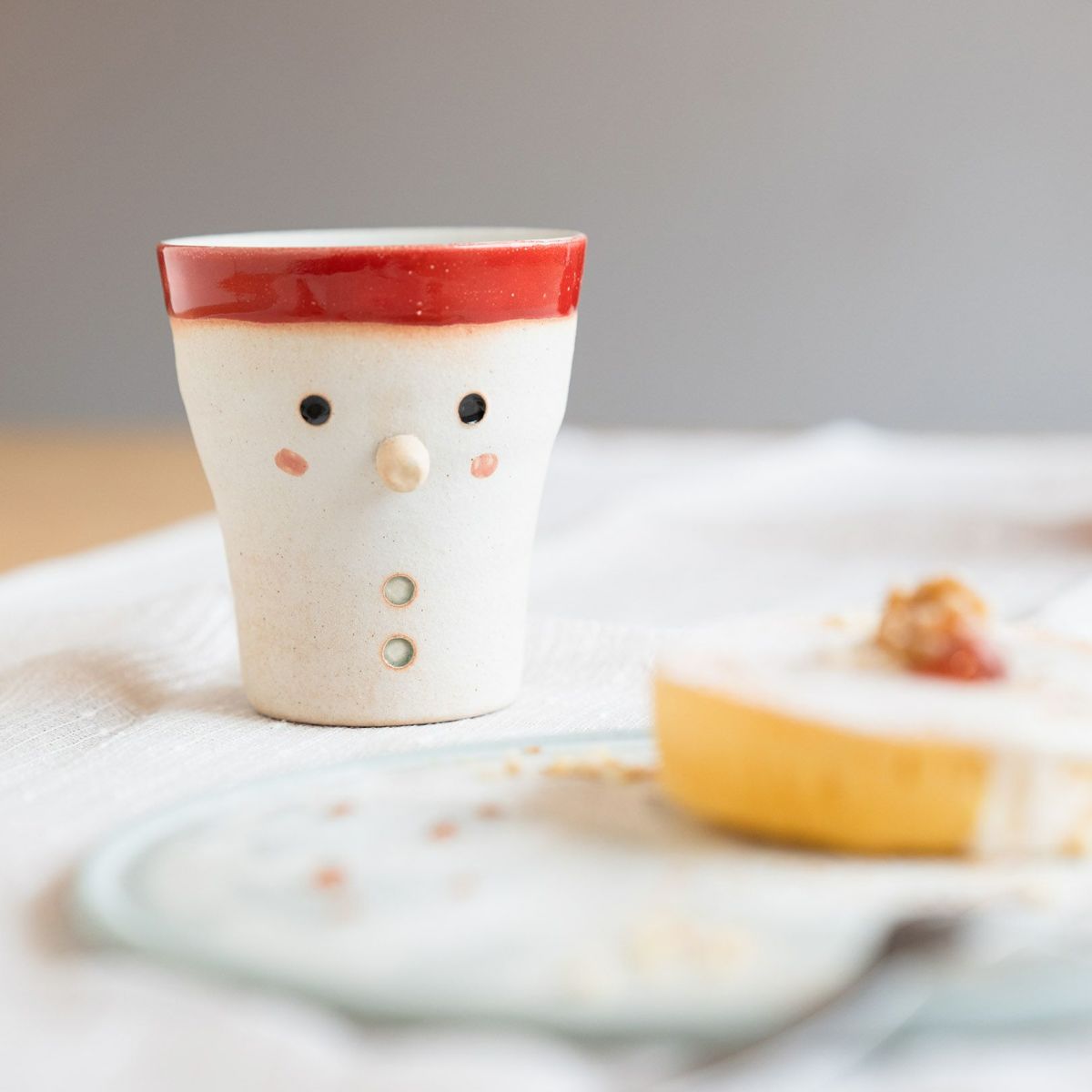 Mingshan Kiln Shinraku ware snowman small cup