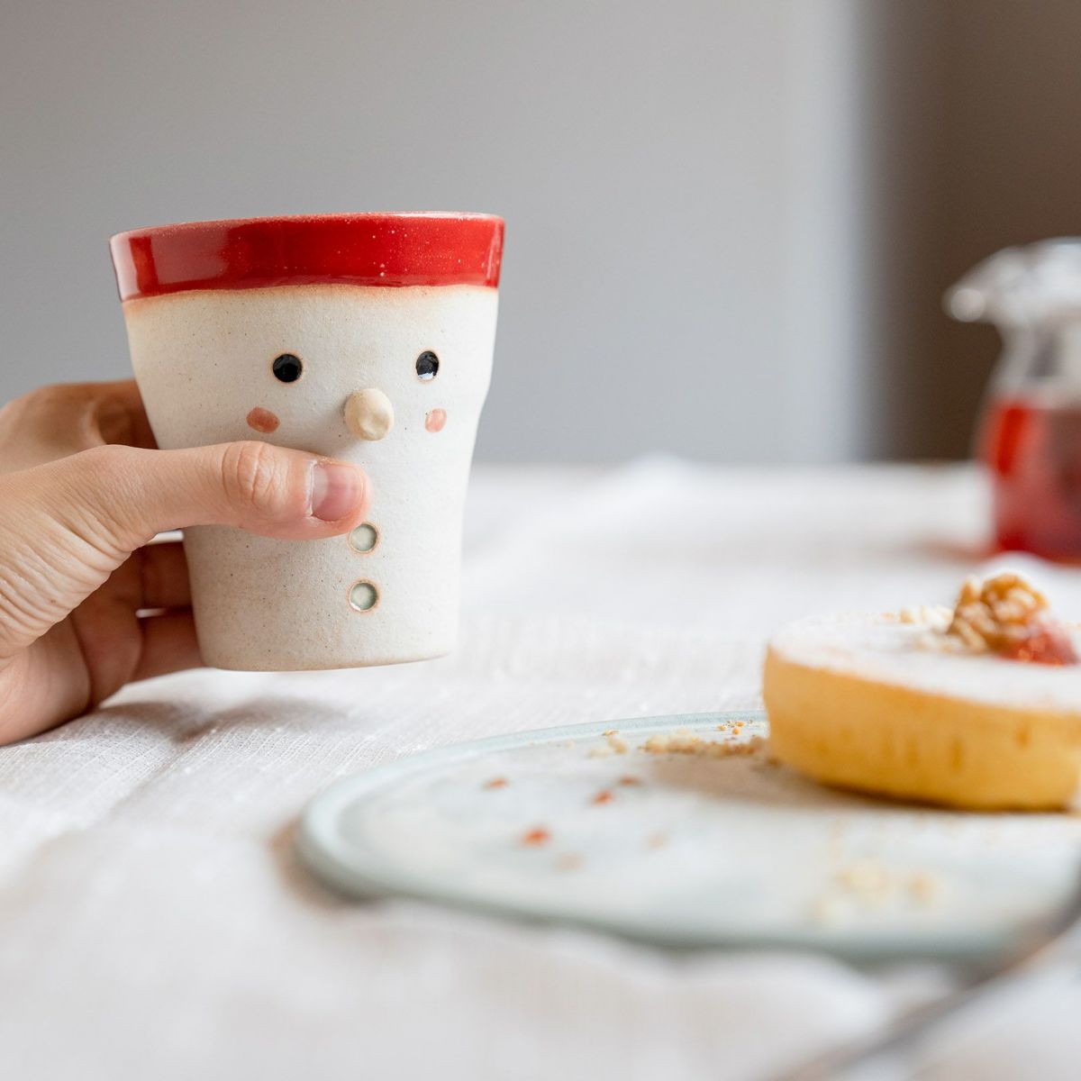 Mingshan Kiln Shinraku ware snowman small cup