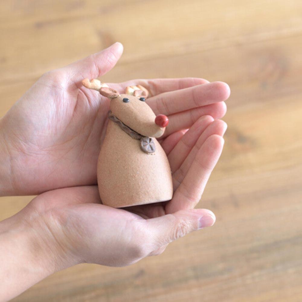 Mingshan Kiln Shigaraki ware palm reindeer