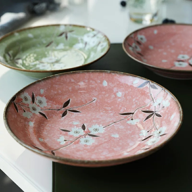 Minoyaki Sakura Series 19.6cm round plate 