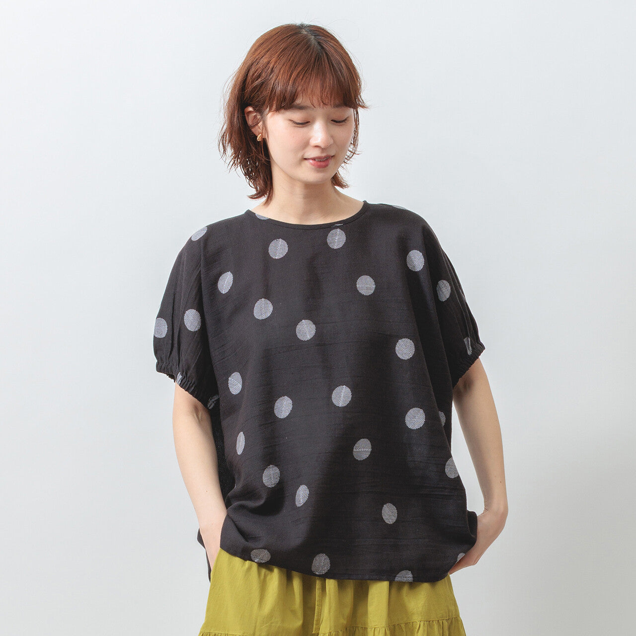夏季輕薄圓點泡泡袖T-shirt