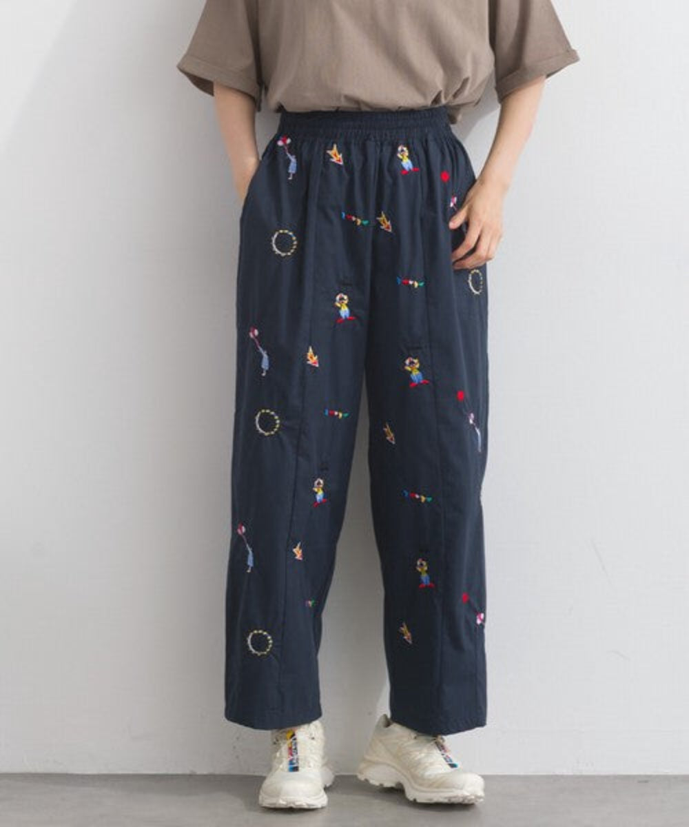 馬戲團主題刺繡圖案長褲
