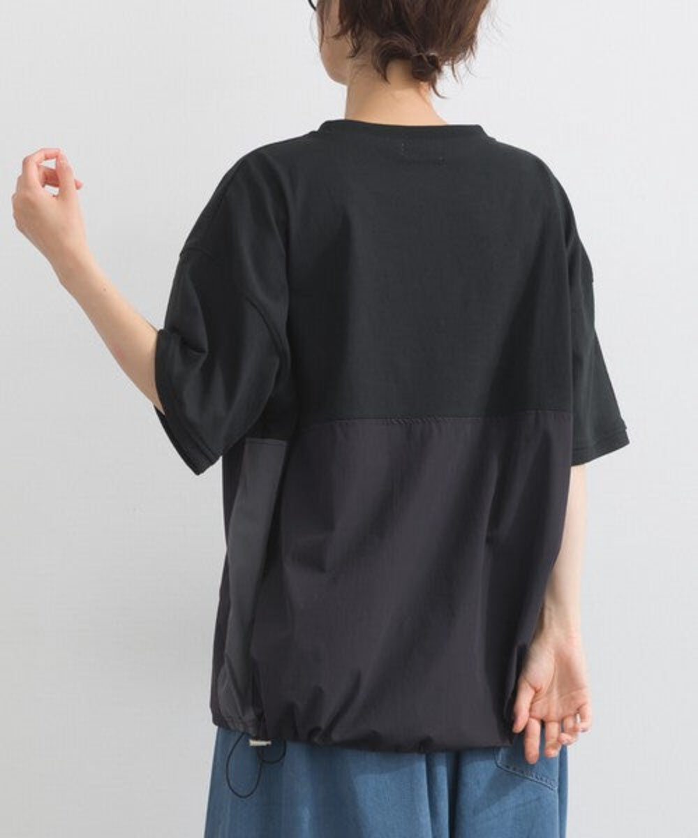 雙色拼接抽繩下擺寬鬆T-shirt