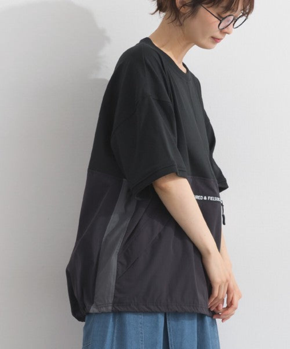 雙色拼接抽繩下擺寬鬆T-shirt