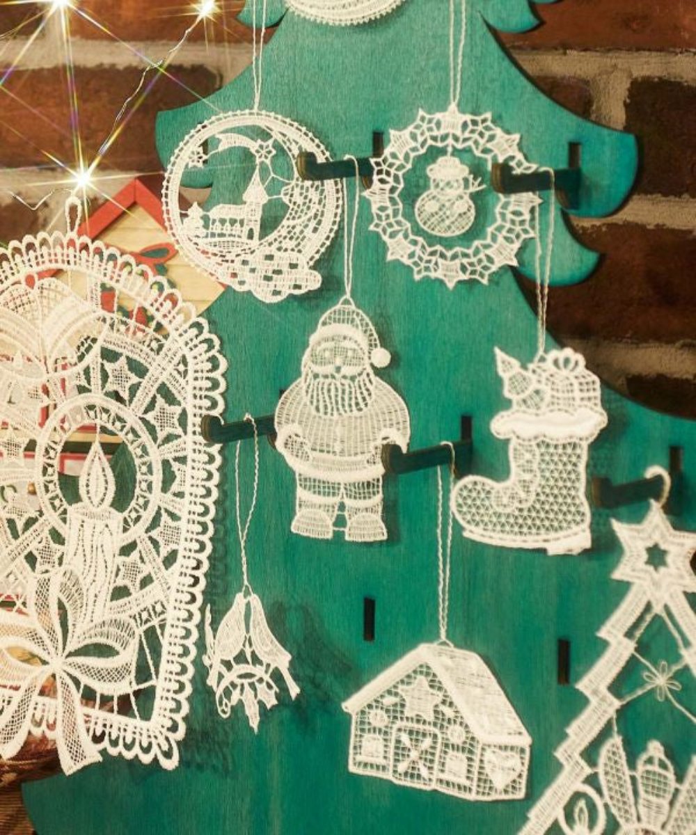 German hand-woven lace Christmas decoration
