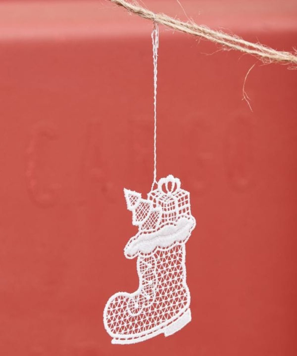 German hand-woven lace Christmas decoration
