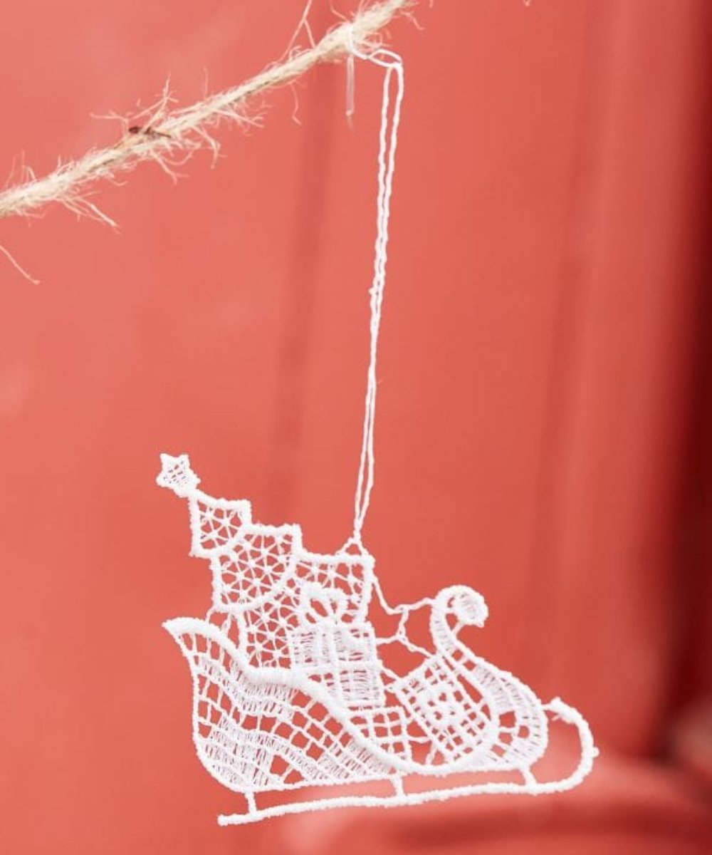 German hand-woven lace Christmas decoration