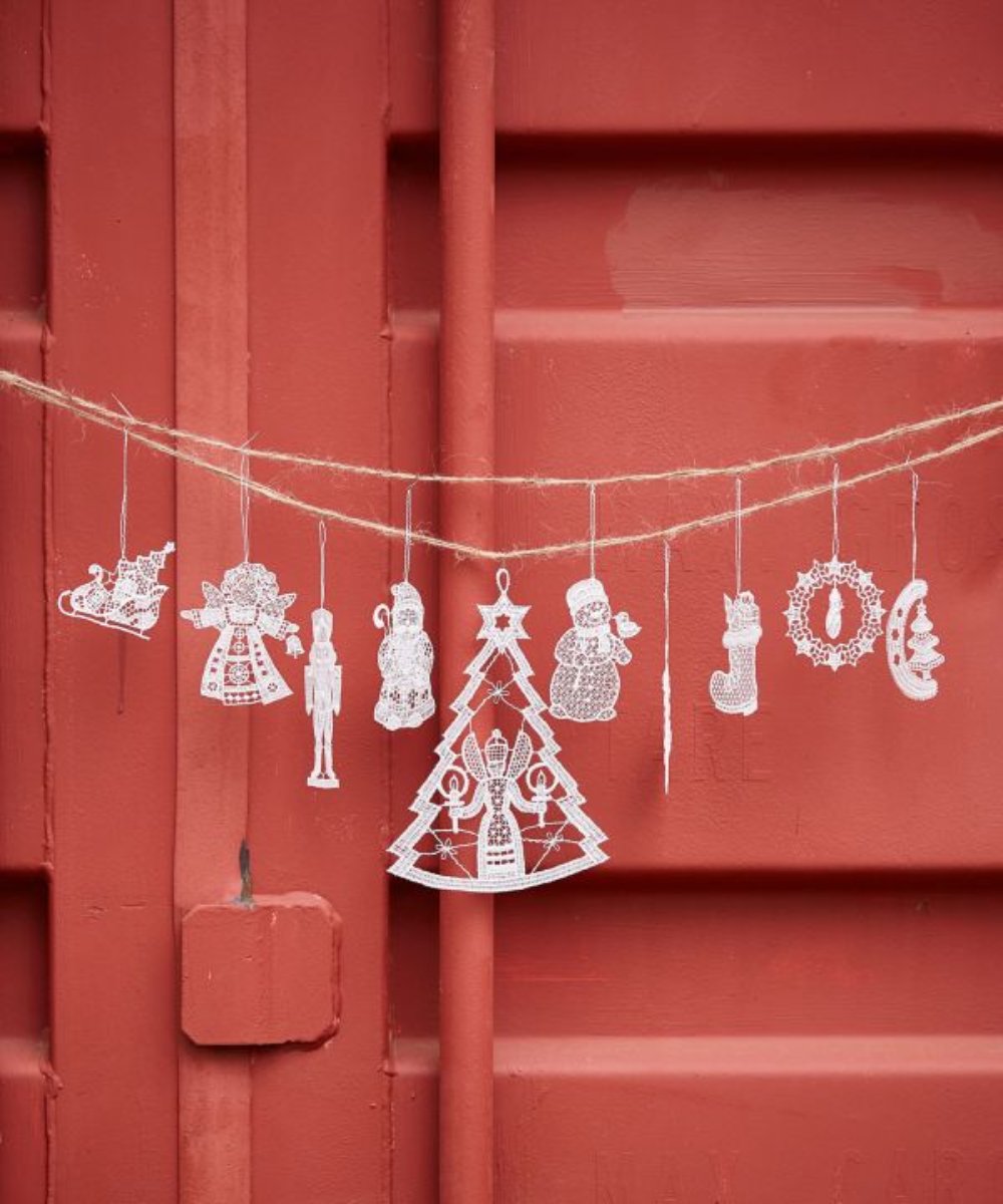 German hand-woven lace Christmas decoration