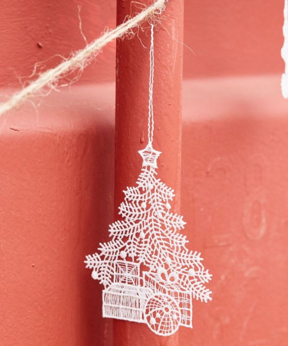 German hand-woven lace Christmas decoration