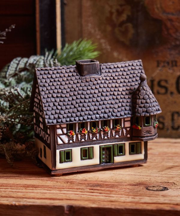 Long Cottage-European Cottage Ceramic Christmas Candle Holder (Made in Lithuania)