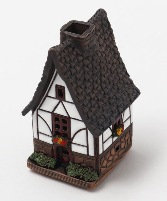 白色單層小屋-歐洲小屋陶瓷聖誕燭台 （立陶宛製）