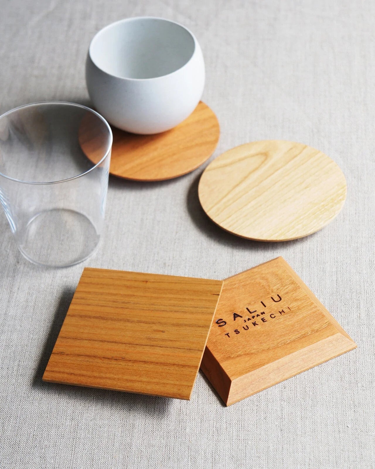 Mountain cherry wood coaster