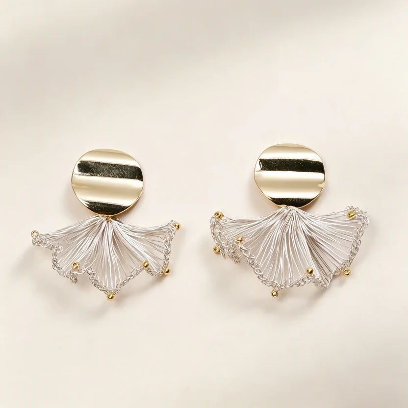 [Ginkgo-Gold version 3cm] Embroidery Earrings