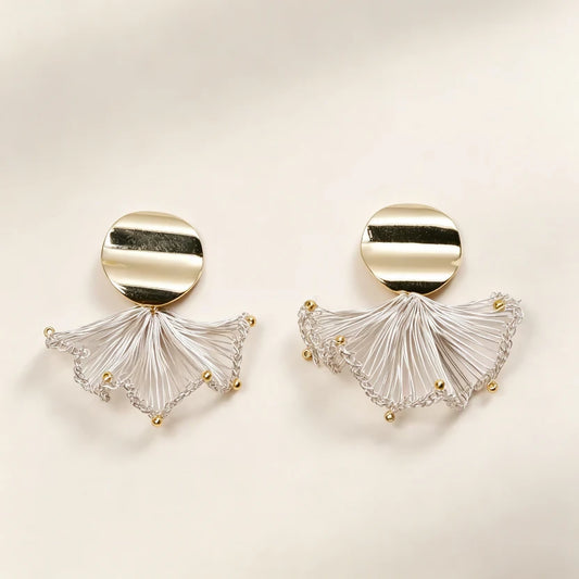 [Ginkgo-Gold version 3cm] Embroidery Earrings