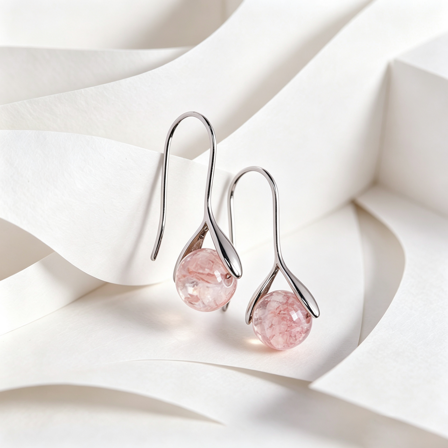 Crystal Earrings- Pink