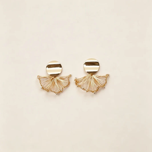 [Iridescent- Gold version 3cm] Embroidered Earrings