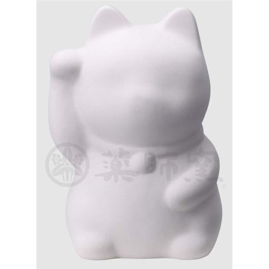 日本純白右手招財貓錢箱