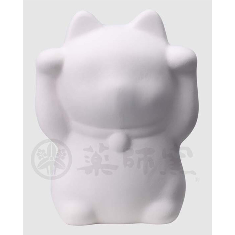 日本純白雙手招財貓錢箱