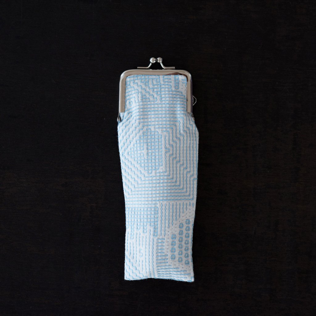 Fukushima Sanwa Textile Sashiko Woven Long Mouth Gold Coin Purse