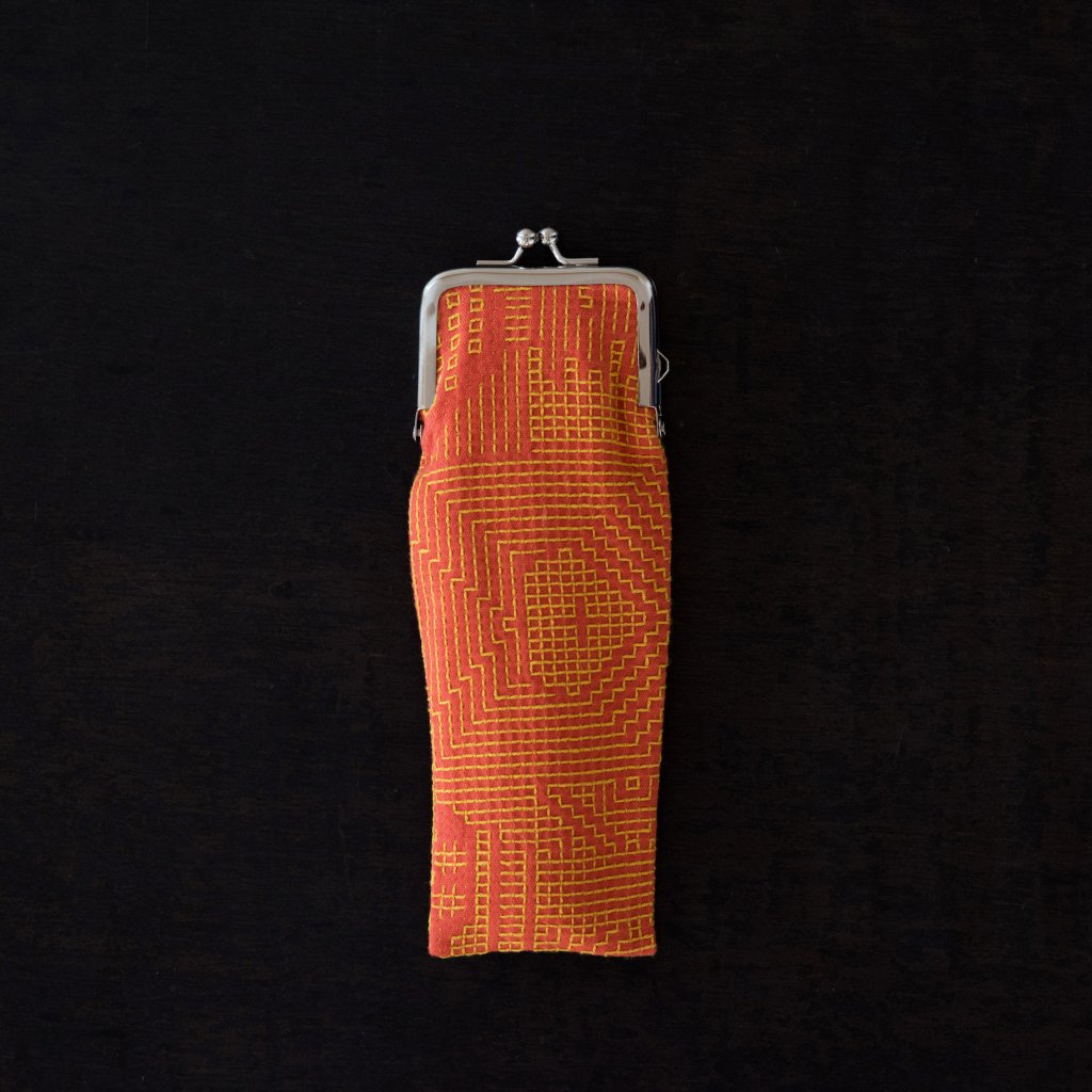 Fukushima Sanwa Textile Sashiko Woven Long Mouth Gold Coin Purse
